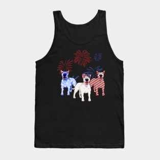 Red White Blue Bull Terrier American Flag 4th Of July Shirt Tank Top